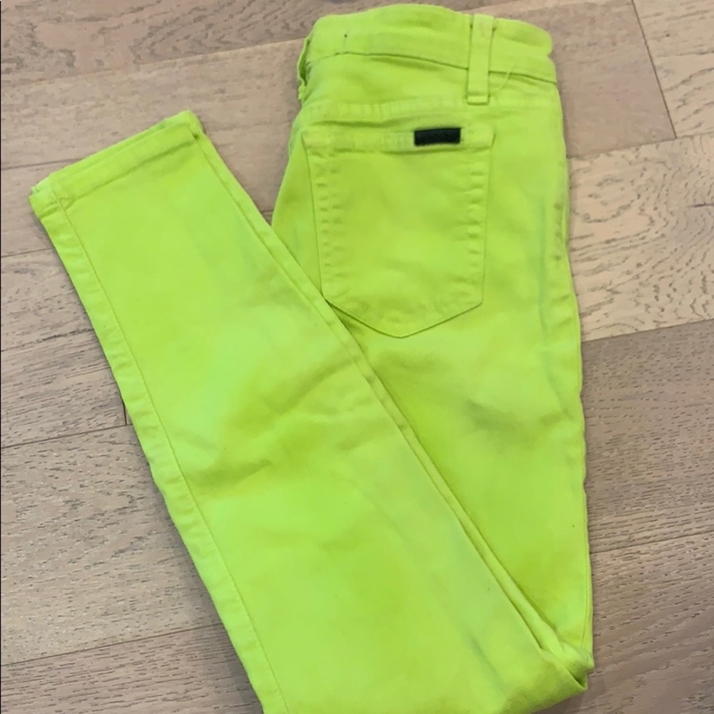 Joes neon green jeans size 24 skinny